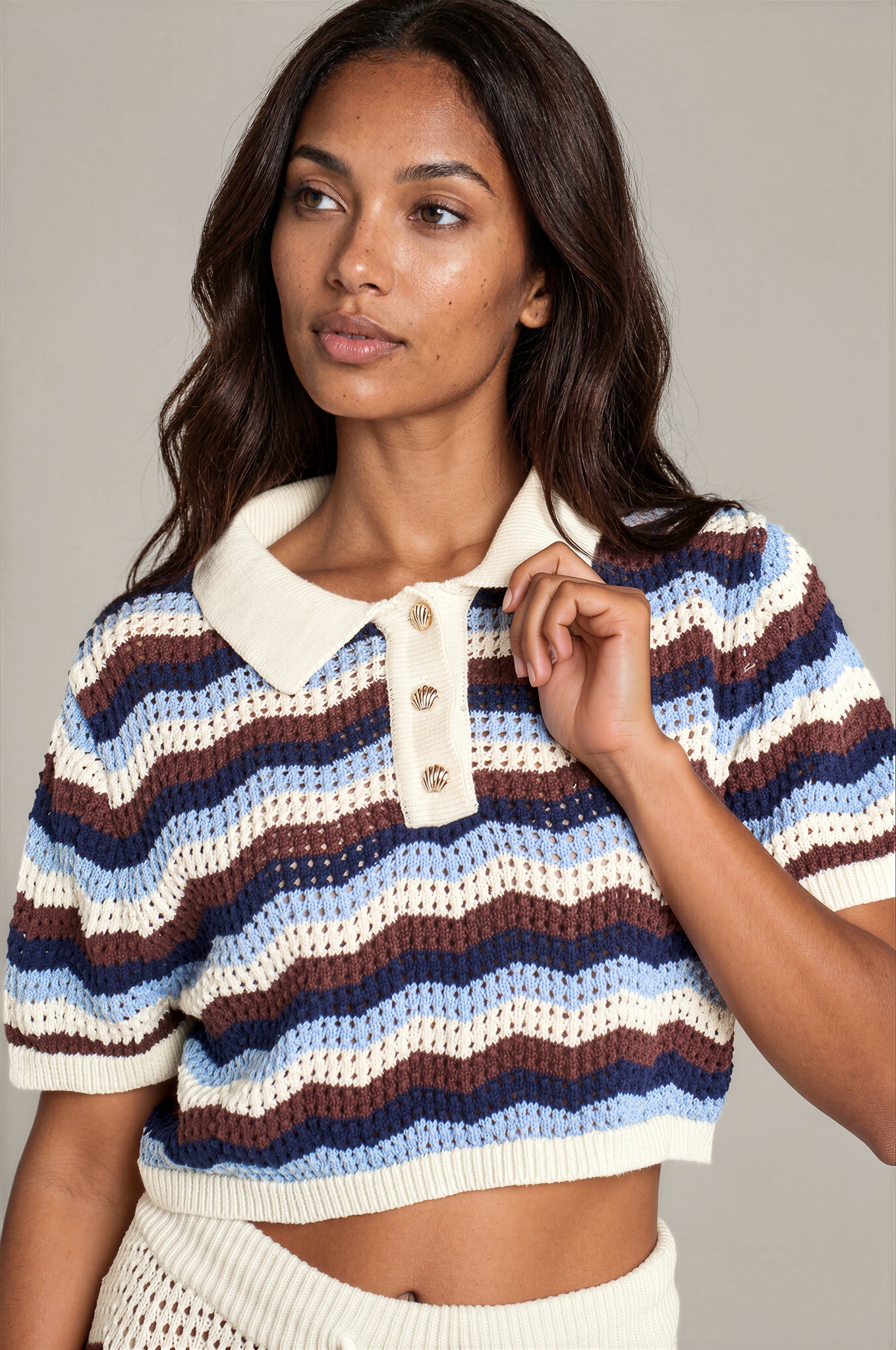 Suki Crochet Polo Top