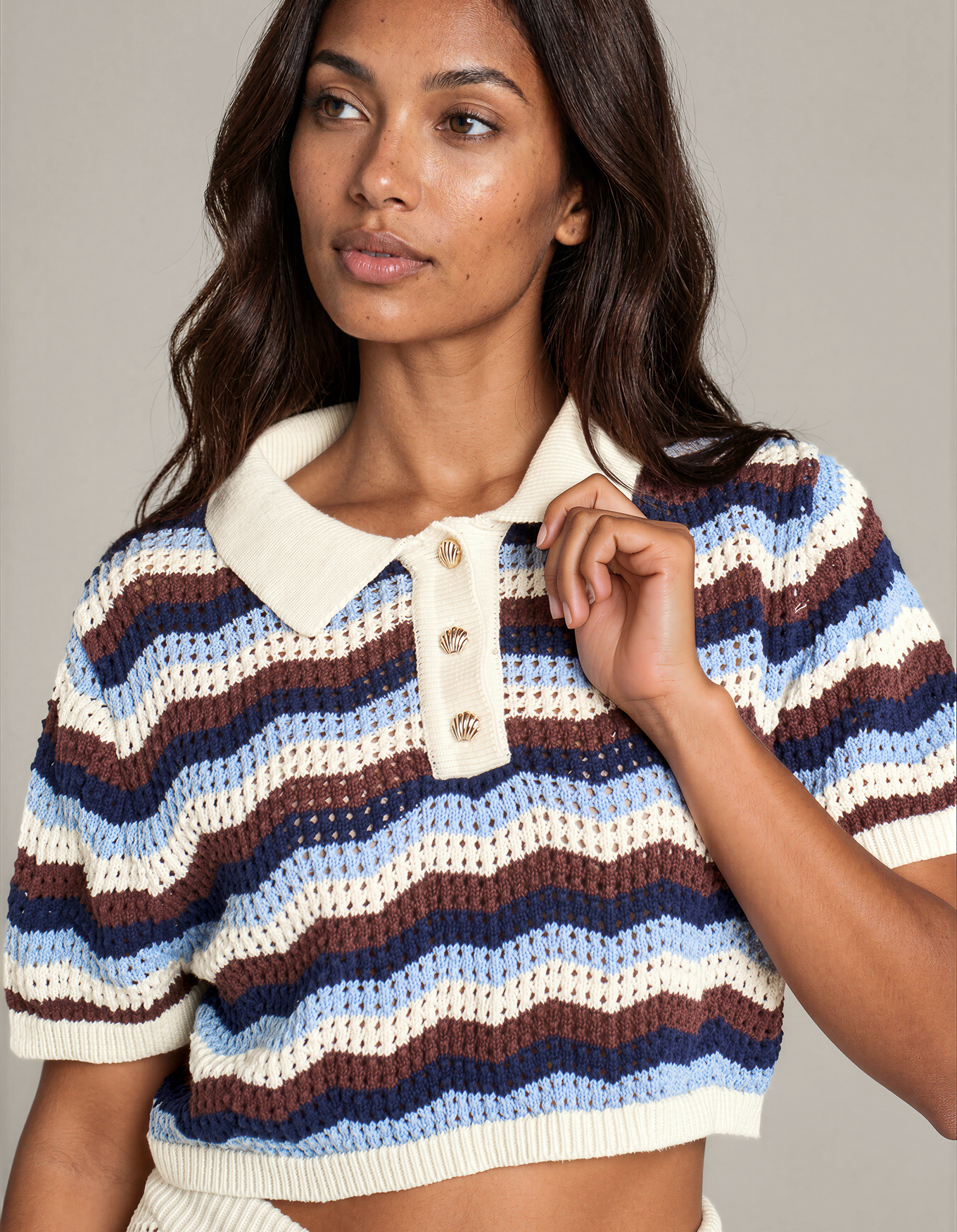 Suki Crochet Polo Top